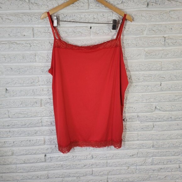 Fashion Bug Women Top 2X Plus Camisole Red Adjustable Spaghetti RED50E - Picture 1 of 9